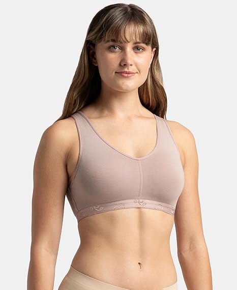 Jockey ES04 Women’s Wirefree Padded Cotton Sleep Bra – Full Coverage with Removable Pads
